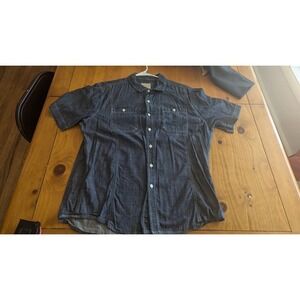 Marc Ecko Cut & Sew Mens Large Short Sleeve Denim Shirt Utility Pockets